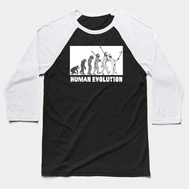 Human Evolution Modern with Smartphone Baseball T-Shirt by lanangtelu